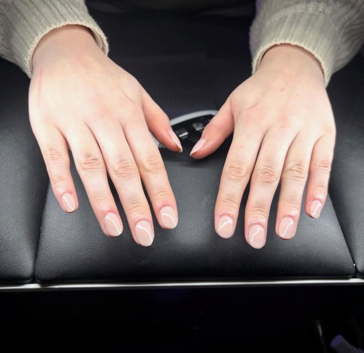 Natural nails on the manicure cushion